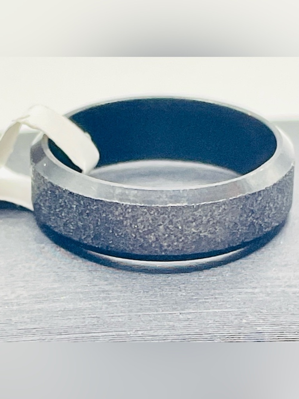 Matte Black Stainless Steel Textured Men's 5MM Band Ring size 7